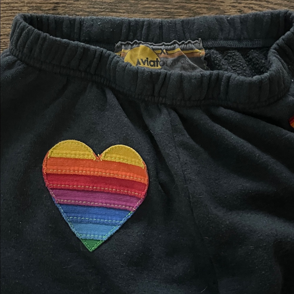 Aviator Nation Rainbow Heart Stitch Sweatpants XS - Picture 3 of 3